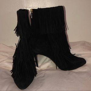 PAUL ANDREW TAOS SUADE FRINGE ANKLE BOOTS